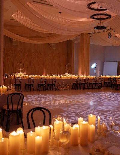 Candle light draping wedding interior decoration