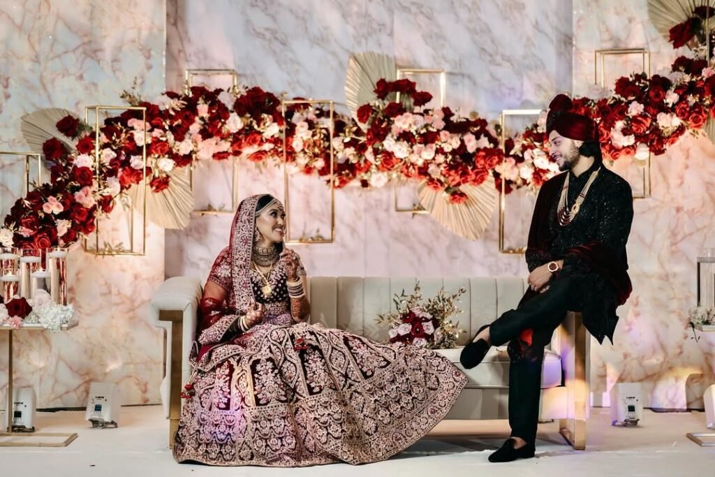 Traditional stage backdrop with vibrant colors for Indian Wedding Decor