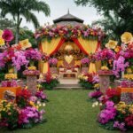 Elegant Filipino wedding decorations incorporating Sampaguita flowers, Capiz shells, and traditional attire for a culturally rich celebration.