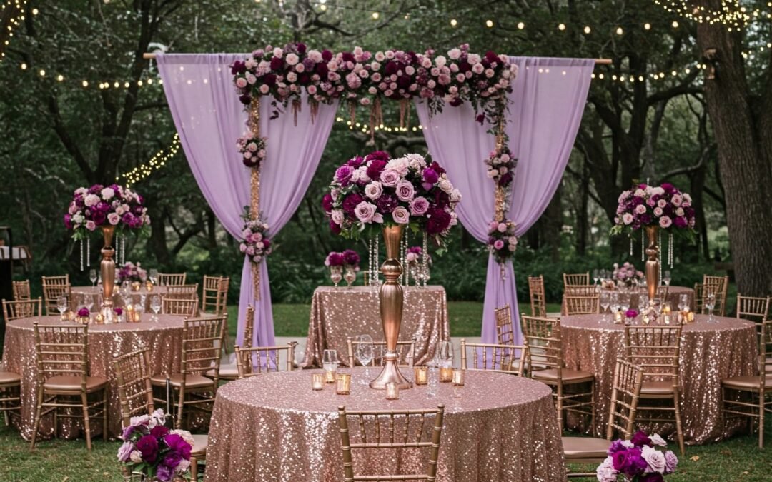 Lavish Rose Gold & Purple Wedding Decor: Create a Breathtaking New York Celebration