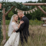 Viking-themed wedding decor with rustic wooden tables and candlelit ambiance