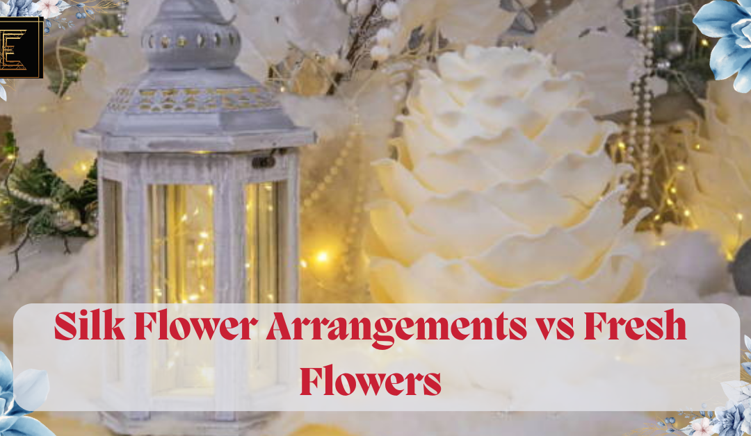 Elegant wedding table setup showing silk flower arrangements vs fresh flowers
