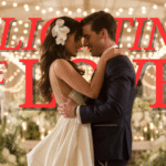 Elegant indoor wedding reception illuminated by fairy, twinkle, and string lights.