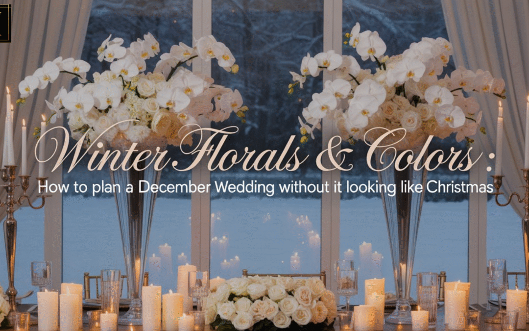 Elegant winter wedding decor using neutral florals and candles without Christmas colors.