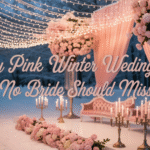 Pink winter wedding color palette with blush, pastel, and dusty rose.